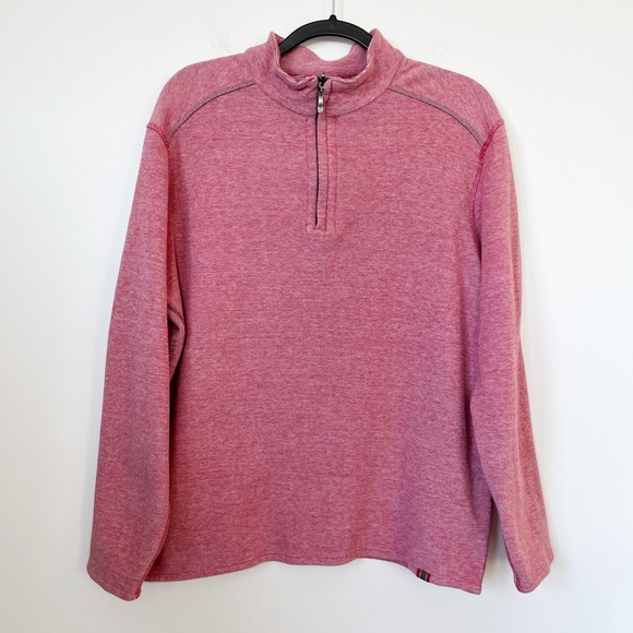 The Black Dog Other - The Black Dog Martha's Vineyard Striped 1/4 Zip Pullover Mens Large Red White